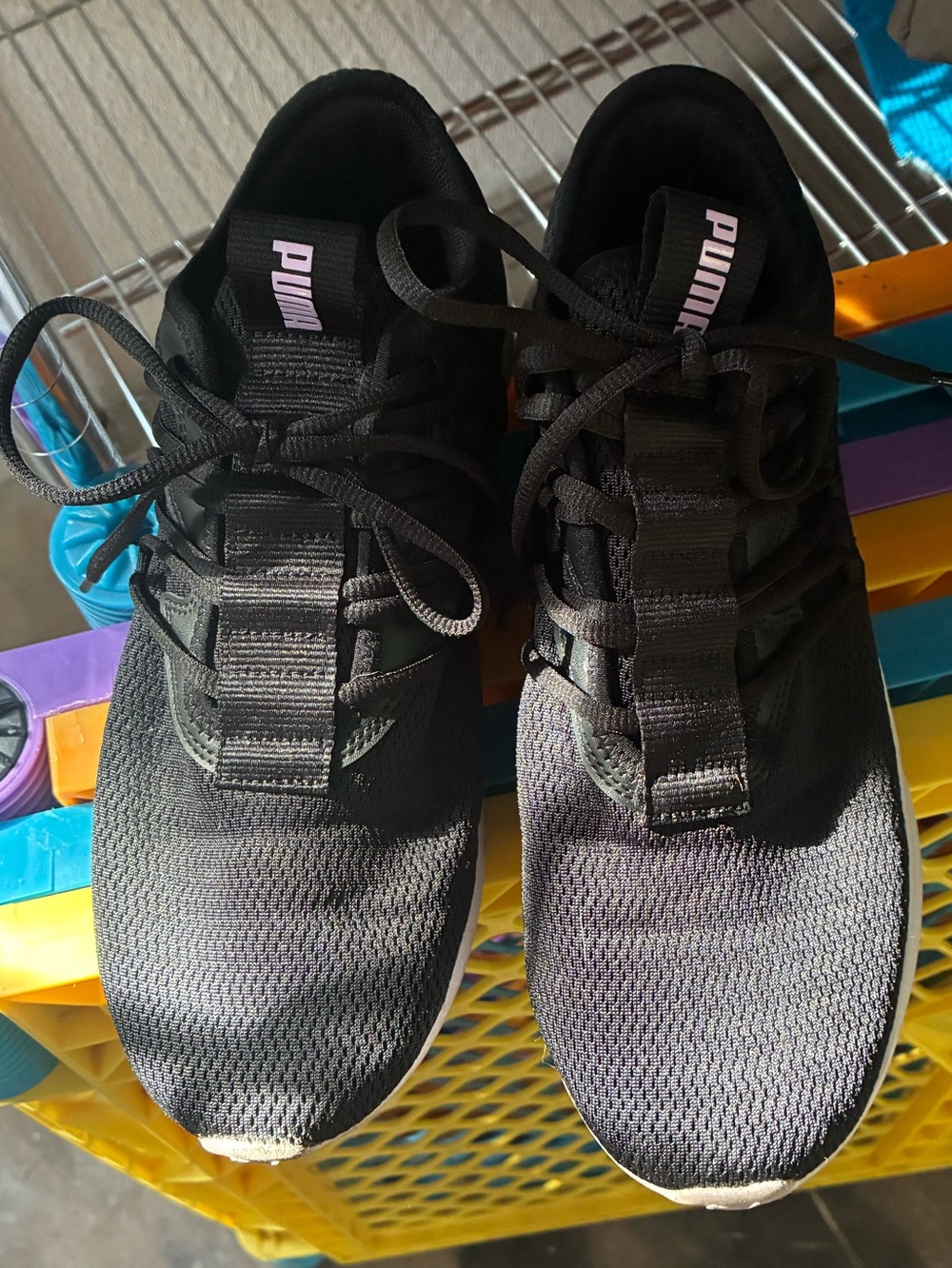 Puma Women’s Black Athletic Running Sneakers with Pink Logo